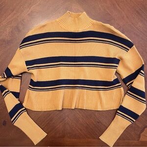 Women’s LongSleeve Top Mock Neck Striped Sweater Crop Size XS/S Arizona Jean Co.